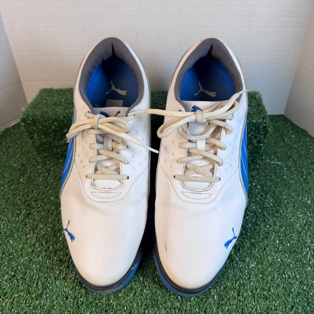 Puma Amp Mens Golf Shoes White Blue 186487-04 Size 11 Low Top - Picture 7 of 11